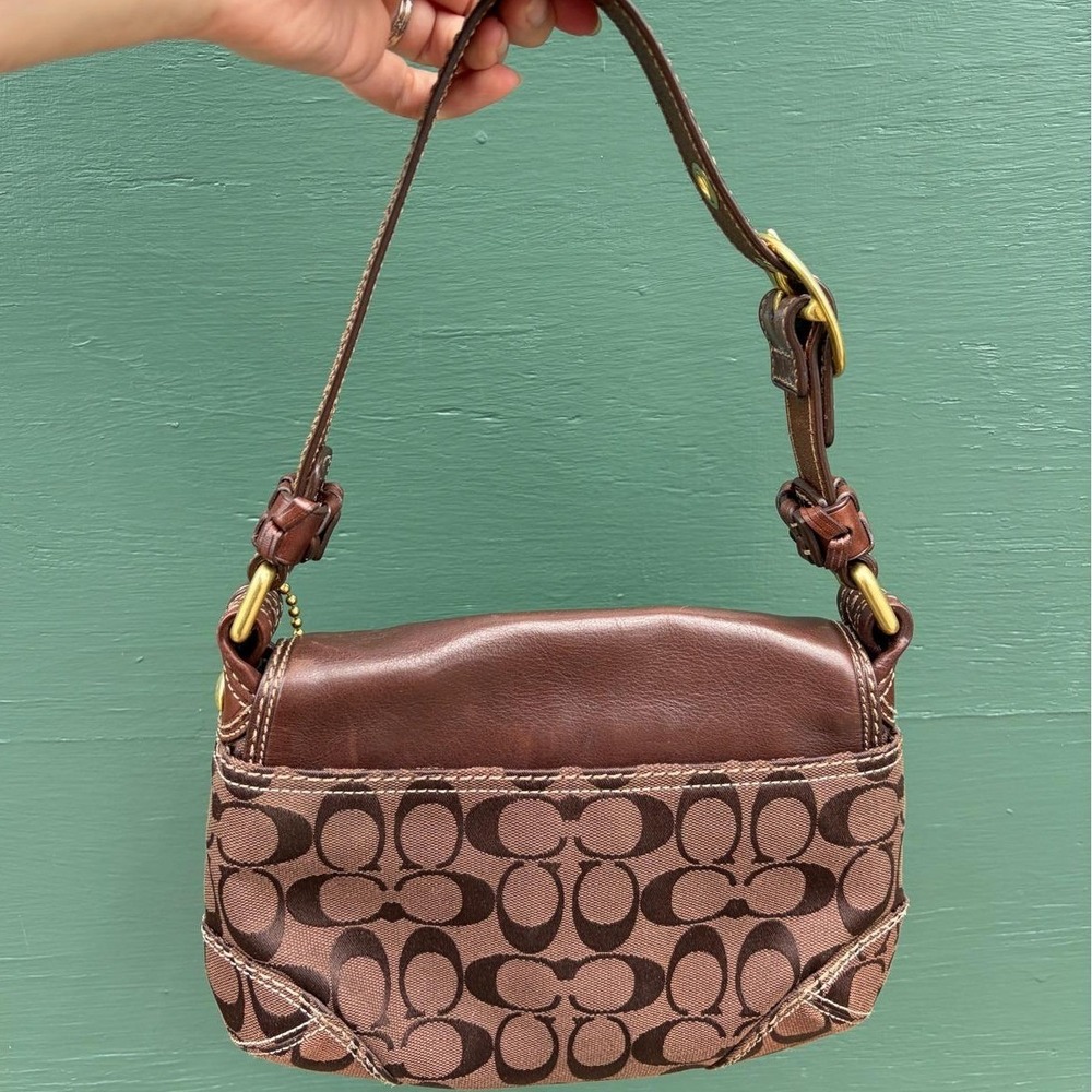 Vintage Y2K Coach Bleecker Soho Signature Flap Shoulder Bag Style 11441 Brown - Picture 7 of 10